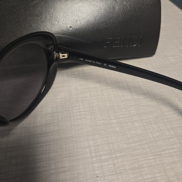 Fendi Black Sunglasses with Textured Temples and Silver Accents - Picture 5 of 9